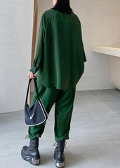 Slim suit female plus size fashion casual green shirt pants two-piece suit AT-FDL200909