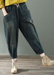 Spring nine points cross pants denim harem pants female elastic waist retro loose trousers LPTS200522