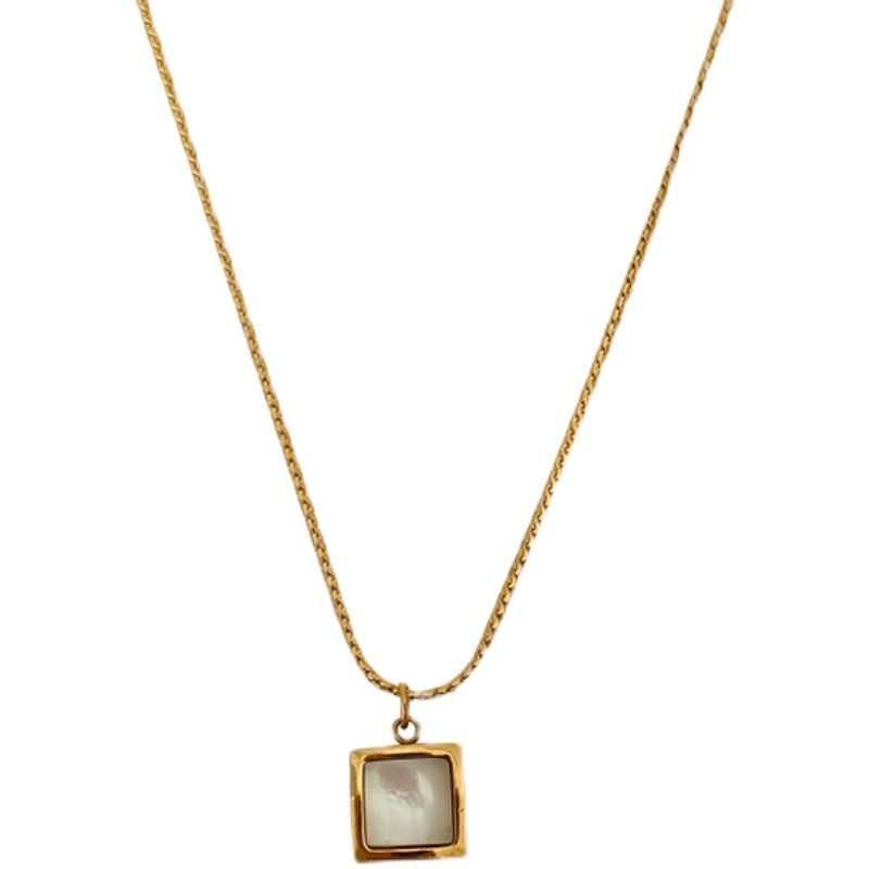 Stainless Steel Classic Opal Square Short Necklaces Charm Jewelry XYS0158 Touchy Style