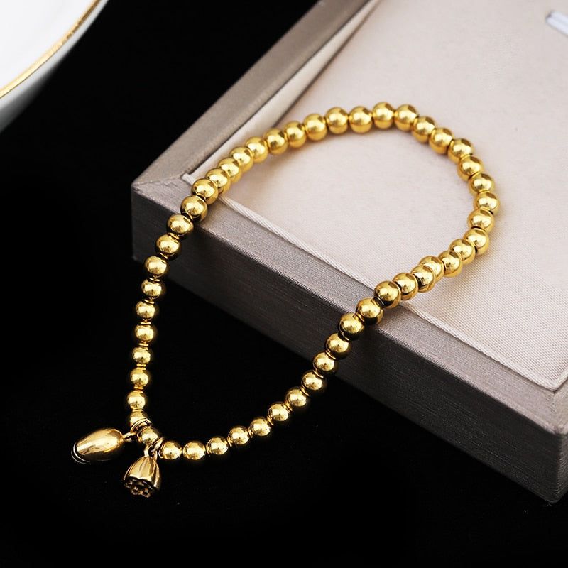 Stainless Steel Necklaces Bracelets Charm Jewelry Set CJSTXY56 Classic Lotus Seed Lotus Touchy Style