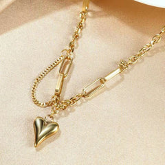 Stainless Steel Sweet Peach Heart Necklaces Charm Jewelry NCJSO31 Touchy Style