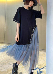 Style Black Patchwork tulle Maxi Summer Cotton Dress AT-SDL210417