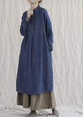 Style Blue Ruffled Pockets denim Ankle Dress Spring RX-FDL220113