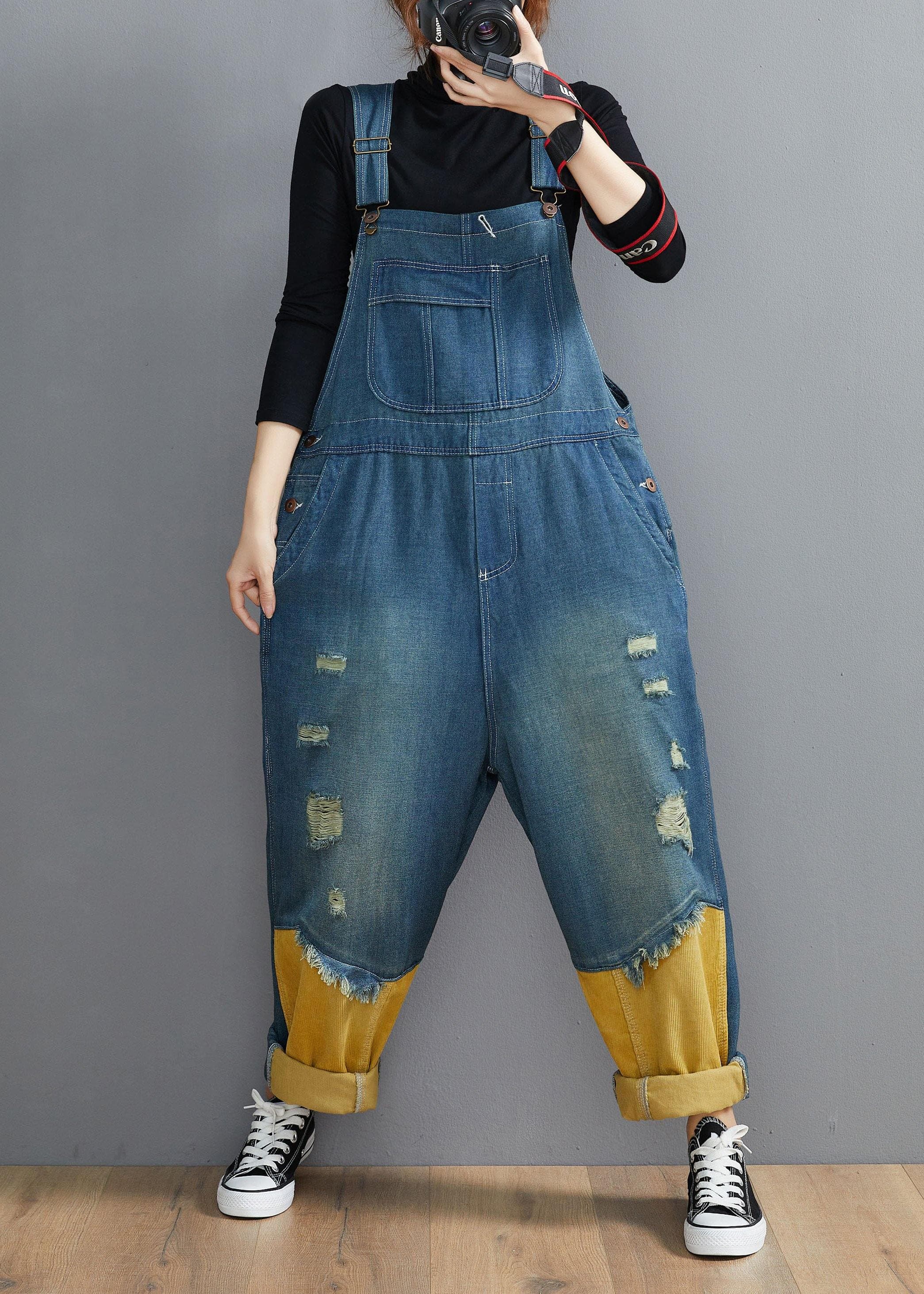 Style Denim Blue Pant Plus Size Spring Hole Jumpsuit Pants JPTS210124