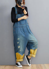 Style Denim Blue Pant Plus Size Spring Hole Jumpsuit Pants JPTS210124