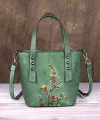 Style Grey Floral Paitings Calf Leather Messenger Bag ZPBAG-BGS220209