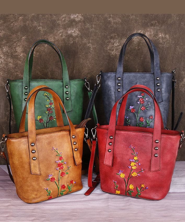 Style Grey Floral Paitings Calf Leather Messenger Bag ZPBAG-BGS220209