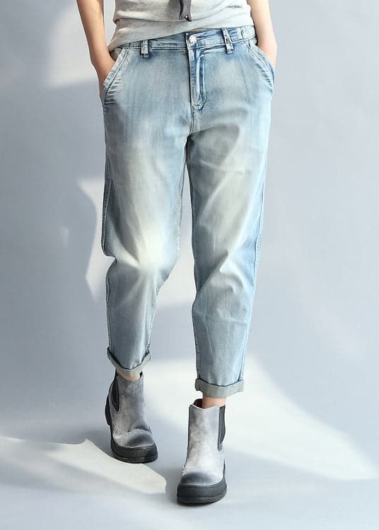 Style Light Blue Pockets denim straight pants Spring QZ-LPTS220125