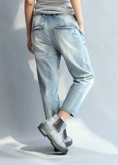 Style Light Blue Pockets denim straight pants Spring QZ-LPTS220125