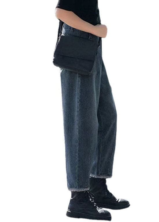 Style Navy High Waist Pockets Harem Casual Fall Denim  Pants BSNZ-LPTS211014