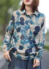 Style PeterPan Collar Button Print Fall Shirt Long sleeve GK-LTP210910