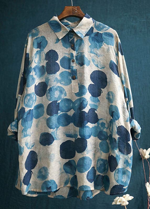 Style PeterPan Collar Button Print Fall Shirt Long sleeve GK-LTP210910