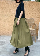 Style army green cotton clothes Women o neck patchwork Traveling summer Dresses AT-SDL200623