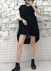 Style Black Cotton Quilting Dresses O Neck Shift Summer Dress AT-SDM190717