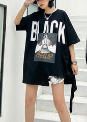 Style black Letter cotton tunic top o neck Dresses shirt AT-STP200508