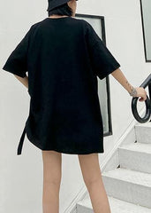 Style black Letter cotton tunic top o neck Dresses shirt AT-STP200508