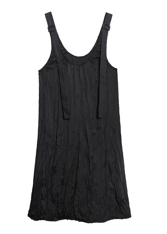 Style black cotton quilting dresses Spaghetti Strap Cinched long summer Dress AT-SDL200617