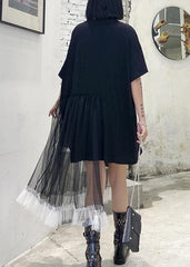 Style black dresses o neck patchwork tulle Midi Dresses AT-SDM200508