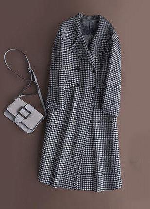 Style chocolate plaid Fashion coat Outfits Notched double breast jackets TCT200915