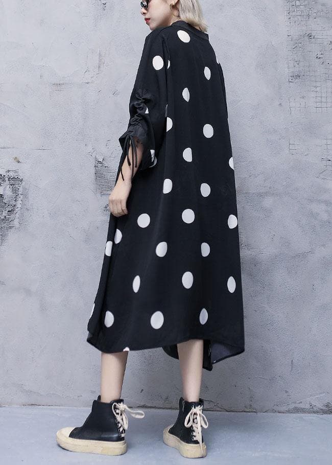 Style drawstring chiffon spring Robes Fine Sewing black dotted Traveling Dresses AT-FDL191231