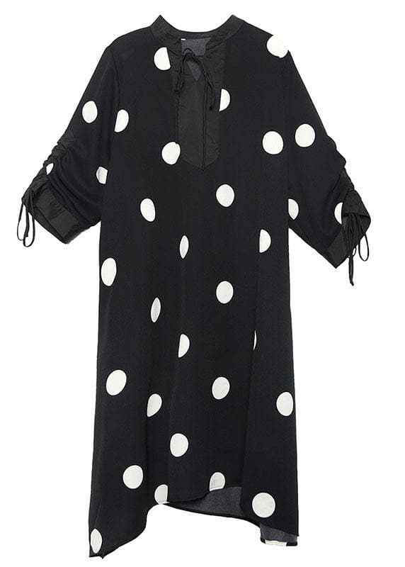 Style drawstring chiffon spring Robes Fine Sewing black dotted Traveling Dresses AT-FDL191231