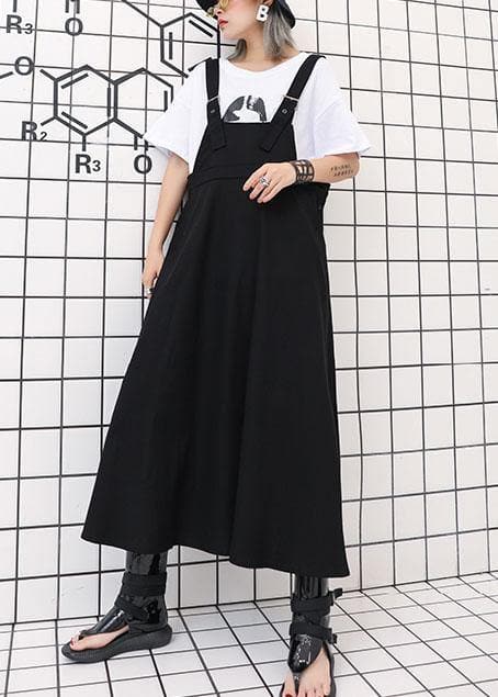 Style high waist cotton quilting dresses Outfits black strap loose Dress summer AT-SDL190717