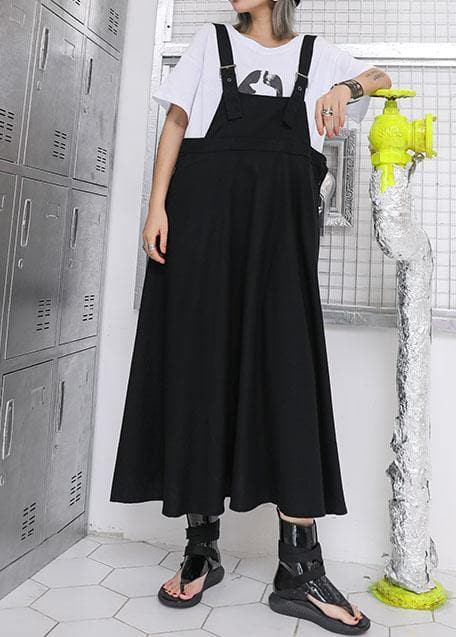 Style high waist cotton quilting dresses Outfits black strap loose Dress summer AT-SDL190717