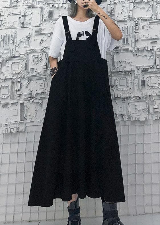 Style high waist cotton quilting dresses Outfits black strap loose Dress summer AT-SDL190717