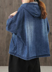 Style hooded pockets clothes For Women Photography denim blue blouses TCT200915