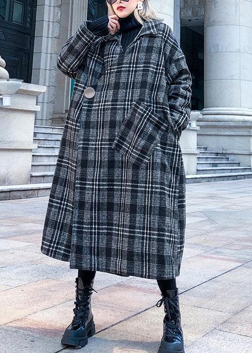 Style plaid Plus Size clothes Neckline Square Collar pockets fall women coats AT-TCT201105