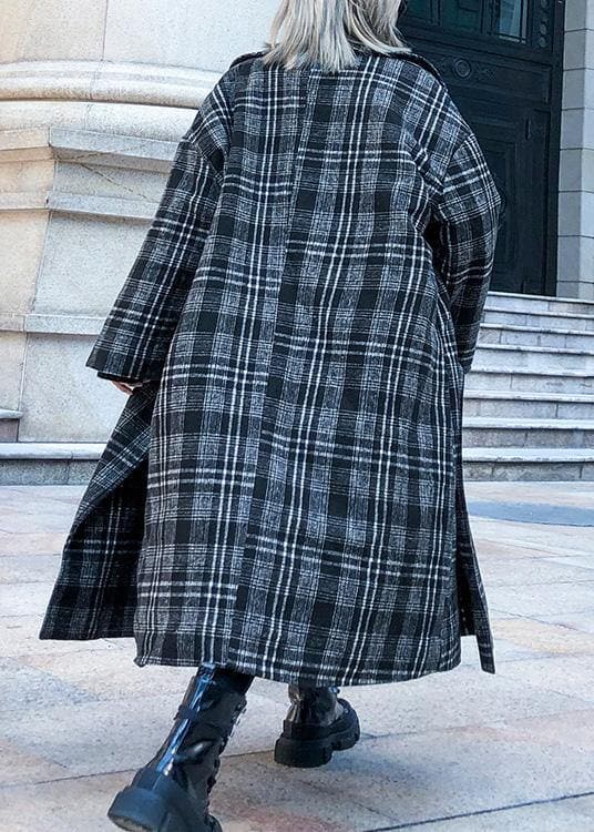 Style plaid Plus Size clothes Neckline Square Collar pockets fall women coats AT-TCT201105