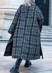 Style plaid Plus Size clothes Neckline Square Collar pockets fall women coats AT-TCT201105