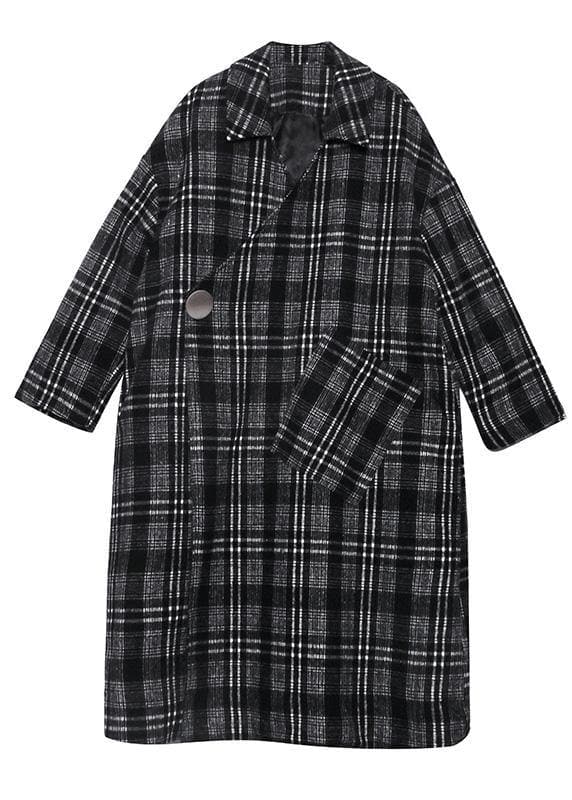 Style plaid Plus Size clothes Neckline Square Collar pockets fall women coats AT-TCT201105