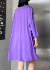 Style purple Sequined Cotton quilting dresses o neck Hole loose summer Dress AT-SDM200623