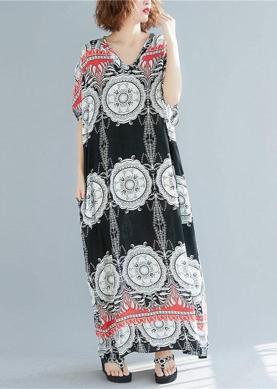 Style v neck pockets cotton summer outfit Neckline floral Maxi Dress SDL200425