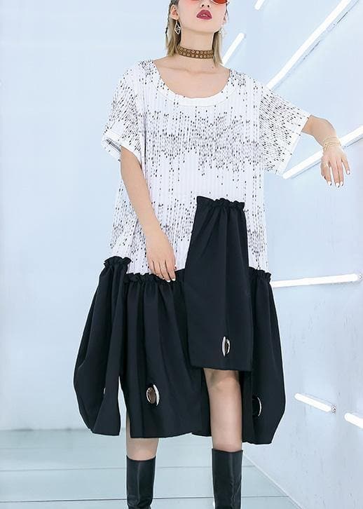 Style white Cotton dresses patchwork A Line summer Dress AT-SDM190411