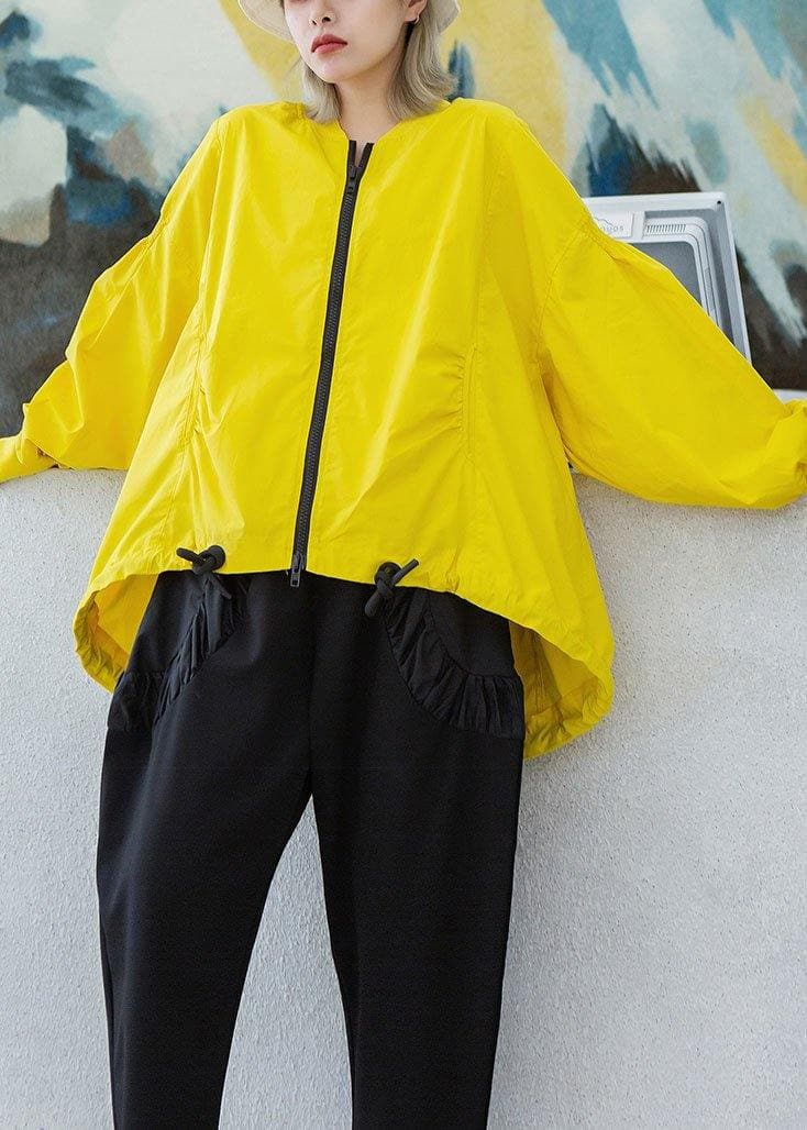 Style yellow Plus Size box short coat Photography drawstring hem fall outwear AT-CTS190923