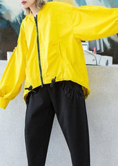 Style yellow Plus Size box short coat Photography drawstring hem fall outwear AT-CTS190923