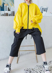 Style yellow Plus Size box short coat Photography drawstring hem fall outwear AT-CTS190923