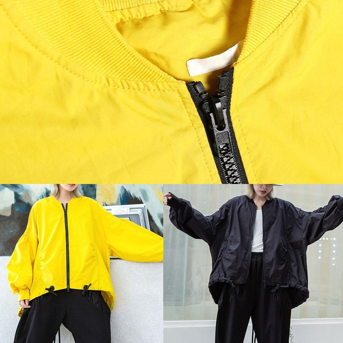 Style yellow Plus Size box short coat Photography drawstring hem fall outwear AT-CTS190923