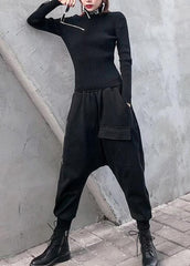 Style zippered black Wardrobes big pockets pant AT-LPTS191211