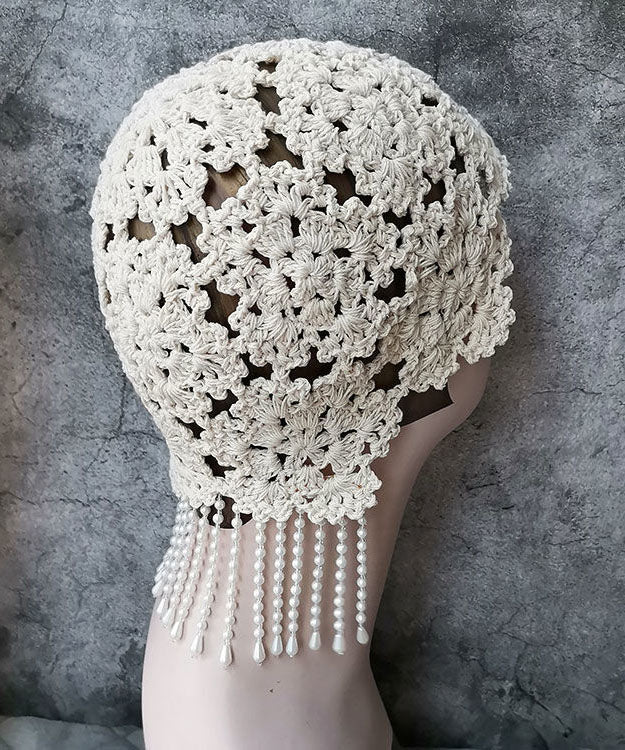 Stylish Beige Tassel Hollow Out Knit Bonnie Hat dylinoshop