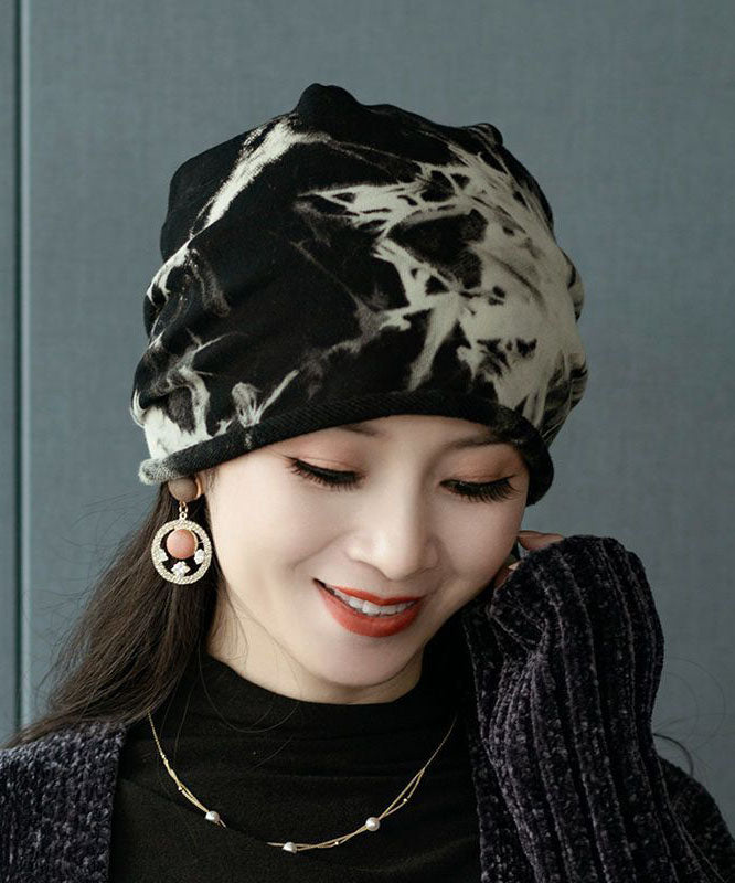 Stylish Black Tie Dye Print Cotton Bonnie Hat dylinoshop