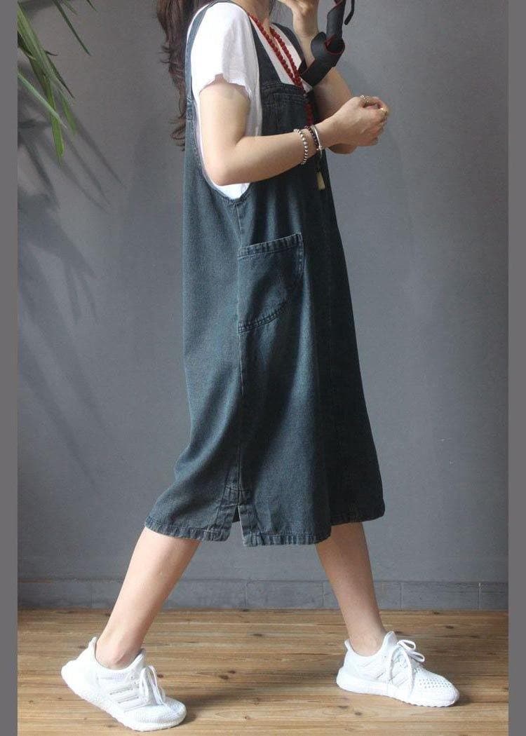 Stylish Blue Pocket scarpenter Denim Summer Dresses MMZ-SDL210525