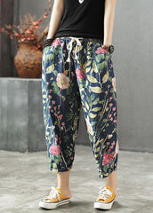 Stylish Drawstring Pockets Print Cotton Denim Pants Summer GK-CPTS220506