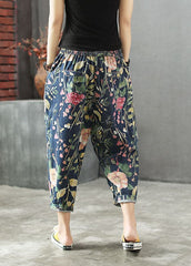 Stylish Drawstring Pockets Print Cotton Denim Pants Summer GK-CPTS220506