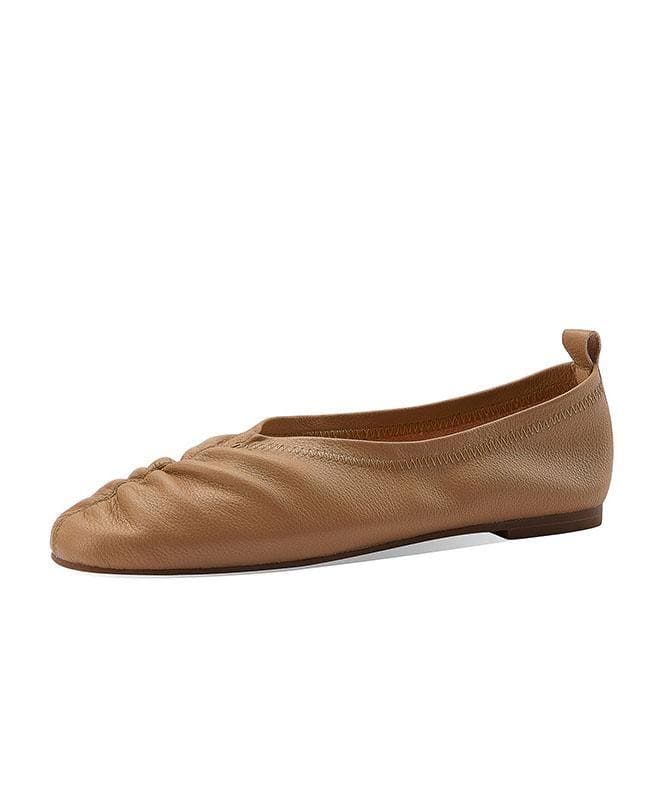 Stylish Khaki Pointed Toe Flats Shoes PDX210617