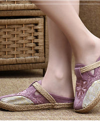 Stylish Light Purple Cotton Fabric Embroideried Splicing Slide Sandals BX-LT220407