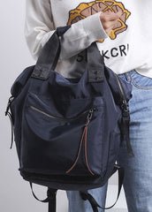 Stylish Navy Zipper Shoulder Bag Cotton Backpack Bag BGS211231