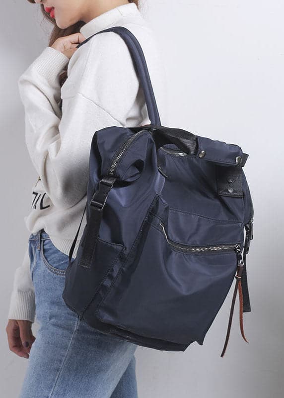 Stylish Navy Zipper Shoulder Bag Cotton Backpack Bag BGS211231